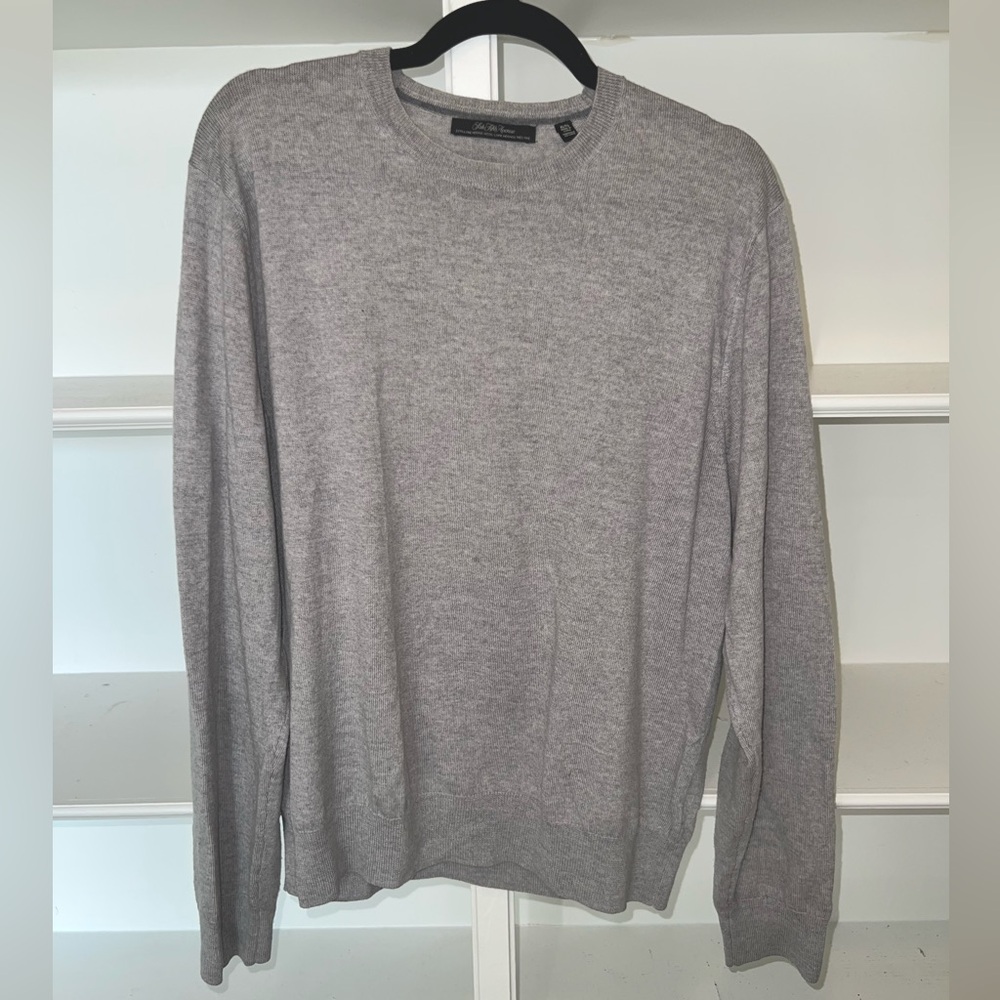 SAKS FIFTH AVENUE Fine Merino Wool Grey Sweater - XL Mens